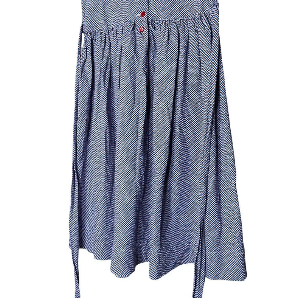 Vintage Strasburg Girls Blue and Red Plaid Balloon Print‎ Long Dress Size 8
